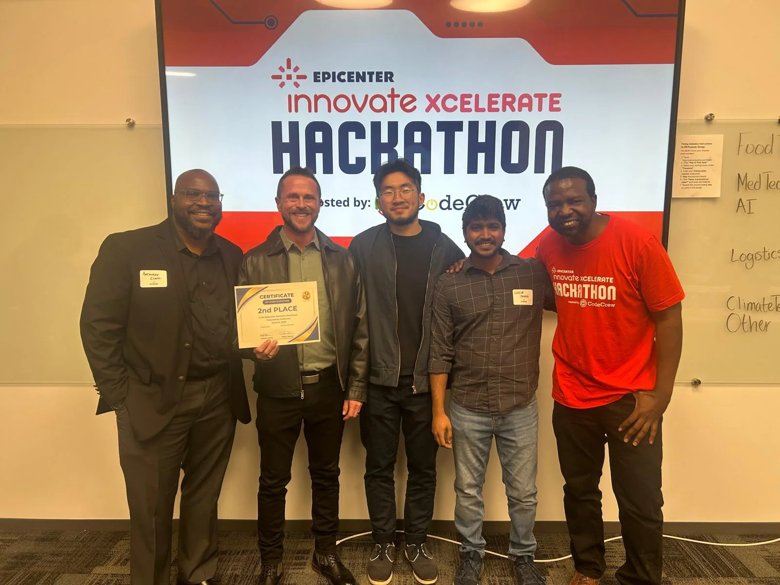 Participants on stage at the Innovate Xcelerate Hackathon at Epicenter Memphis